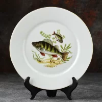 Винтажный французский сервиз для рыбных блюд Лимож Limoges JB de Saint Eloi Блюдо и двенадцать тарелок