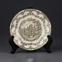 Винтажная чайная пара с видами Hampton Court и Waddesdon Manor Англия English Ironstone Tableware