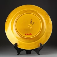 Тарелка антикварная декоративная настенная Англия Royal Doulton Деревья и копны сена 1906 год