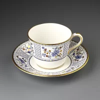 Винтажный английский чайный сет Royal Crown Derby Mandarin Мандарин Две чайные пары, сахарница, кувшин для молока