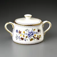 Винтажный английский чайный сет Royal Crown Derby Mandarin Мандарин Две чайные пары, сахарница, кувшин для молока