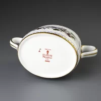 Винтажный английский чайный сет Royal Crown Derby Mandarin Мандарин Две чайные пары, сахарница, кувшин для молока