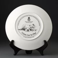 Тарелка винтажная декоративная настенная Фарфор Англия Щенок и котёнок Royal Worcester Just Good Friends Come Out To Play