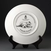 Тарелка винтажная декоративная настенная Фарфор Англия Щенок и котёнок Royal Worcester Just Good Friends Forever