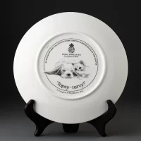 Тарелка винтажная декоративная настенная Фарфор Англия Щенок и котёнок Royal Worcester Just Good Friends Topsy-turvy