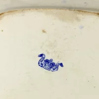 Английское антикварное блюдо Шинуазри Iron Stone China Blue Willow Голубая ива