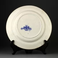 Тарелка антикварная Англия Шинуазри H & Co Staffordshire Stone China Fenton Blue Willow Голубая ива