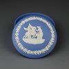 Винтажная английская шкатулка Веджвуд Wedgwood из голубого бисквитного фарфора Blue Jasperware Яшма