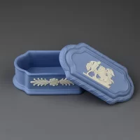 Винтажная английская шкатулка Веджвуд Wedgwood Голубой бисквит Blue Jasperware