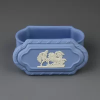 Винтажная английская шкатулка Веджвуд Wedgwood Голубой бисквит Blue Jasperware