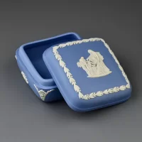 Винтажная английская шкатулка Веджвуд Голубой бисквит Яшма Blue Jasperware