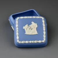 Винтажная английская шкатулка Веджвуд Голубой бисквит Яшма Blue Jasperware
