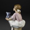 Винтажная фарфоровая статуэтка Испания Lladro 7620 Best Friend Девочка с мишкой