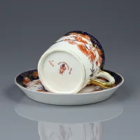 Антикварная английская кофейная пара с цветочным декором Imari Royal Crown Derby 2649 Melton 1898 год