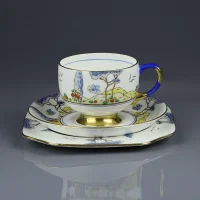 Винтажный кофейный фарфоровый сервиз в стиле ар-деко Carlton Ware Sylvan Англия