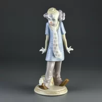 Винтажная фарфоровая статуэтка Испания Клоун с птичкой Lladro 6916 Circus Days