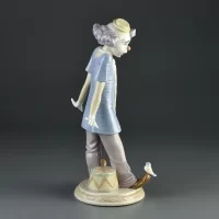 Винтажная фарфоровая статуэтка Испания Клоун с птичкой Lladro 6916 Circus Days