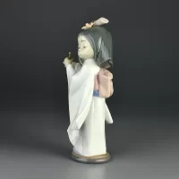 Винтажная фарфоровая статуэтка Испания Японка Девочка играет на флейте Lladro 6150 Playing the Flute