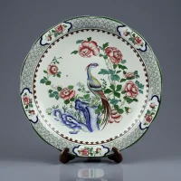 Антикварная английская тарелка-тортница на ножке Rockery & Pheasant Sampson Hancock & Sons Corona Ware