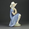 Винтажная фарфоровая статуэтка Испания Lladro NAO Girl With Straw Hat Девушка в шляпке