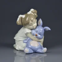 Винтажная фарфоровая статуэтка Девочка с зайцем Lladro NAO 1263 I Love You So Much