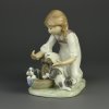 Винтажная фарфоровая статуэтка Девочка с щенками в корзине Испания Lladro 5595 Joy in a Basket