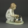Винтажная фарфоровая статуэтка Девочка с щенками в корзине Испания Lladro 5595 Joy in a Basket