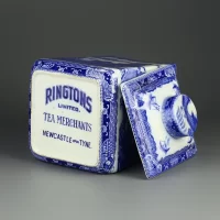 Антикварная английская чайница имбирница Шинуазри Blue Willow Ringtons Tea Merchants