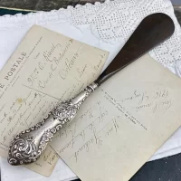 Антикварный английский рожок для обуви с серебряной рукоятью 1900 год