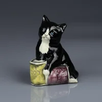 Винтажная английская фарфоровая статуэтка Котёнок Dinnertime Cat Food Royal Doulton