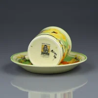 Винтажная английская кофейная пара с ручной росписью и цветочным декором Gray's Pottery A1303