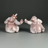 Винтажные фарфоровые статуэтки Обезьяны Гориллы Испания Lladro NAO 1470-71