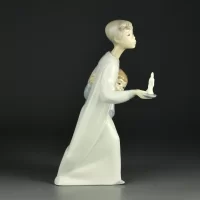 Винтажная фарфоровая статуэтка Испания Мальчик и девочка со свечой Lladro 4874 Boy in Night-Shirt