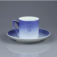 Винтажная кофейная пара Royal Copenhagen Merry Christmas 1983 Рождественская серия