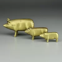 Винтажные латунные фигурки свинок Хрюшки