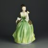 Винтажная фарфоровая статуэтка Дама в зелёном платье  с розой Англия Royal Doulton 2368 Fleur