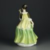 Винтажная фарфоровая статуэтка Дама в зелёном платье  с розой Англия Royal Doulton 2368 Fleur