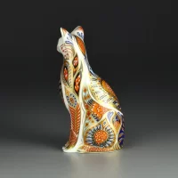 Винтажная фарфоровая фигура Пресс-папье Сиамская кошка Англия Royal Crown Derby Siamese Cat