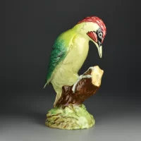 Винтажная статуэтка Англия Beswick 1218 Woodpecker Зелёный дятел