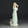 Винтажная фарфоровая статуэтка Испания Девочка с котёнком и кошкой Lladro 5743 Don’t forget me