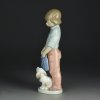 Винтажная фарфоровая статуэтка Мальчик с портфелем и собакой Испания Lladro NAO 1248 Unexpected Friend
