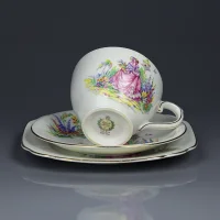 Винтажное фарфоровое чайное трио Англия Shore and Coggings Queen Anne 1950 – 1958 год