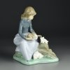 Винтажная фарфоровая статуэтка Испания Lladro 1026 Girl With Rabbits Девочка с кроликами