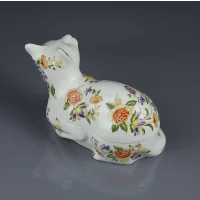 Винтажная фарфоровая шкатулка в виде кошки Aynsley Cottage Garden Англия