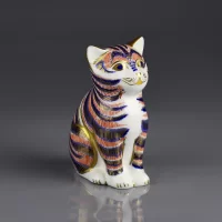 Винтажная фарфоровая фигура Котёнок Кот пресс-папье Англия Royal Crown Derby 1992 год
