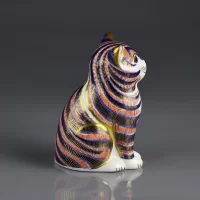 Винтажная фарфоровая фигура Котёнок Кот пресс-папье Англия Royal Crown Derby 1992 год