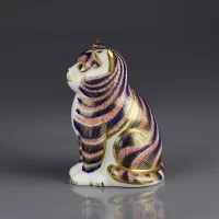 Винтажная фарфоровая фигура Котёнок Кот пресс-папье Англия Royal Crown Derby 1992 год