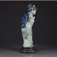 Винтажная фарфоровая статуэтка Гейша Японское прощание Lladro 4989 Japanese Sayonara