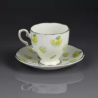 Антикварная английская кофейная пара Gladstone Primrose Примула