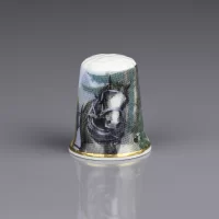 Винтажный английский фарфоровый напёрсток Лошади Bone China England